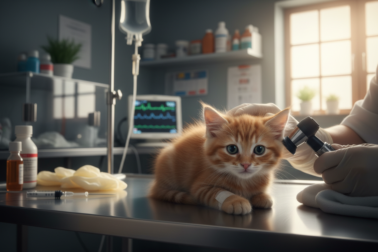 genera la imagen de un gatito en urgencias 