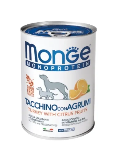 LATA MONGE PERRO PAVO CON NARANJA 400 GR