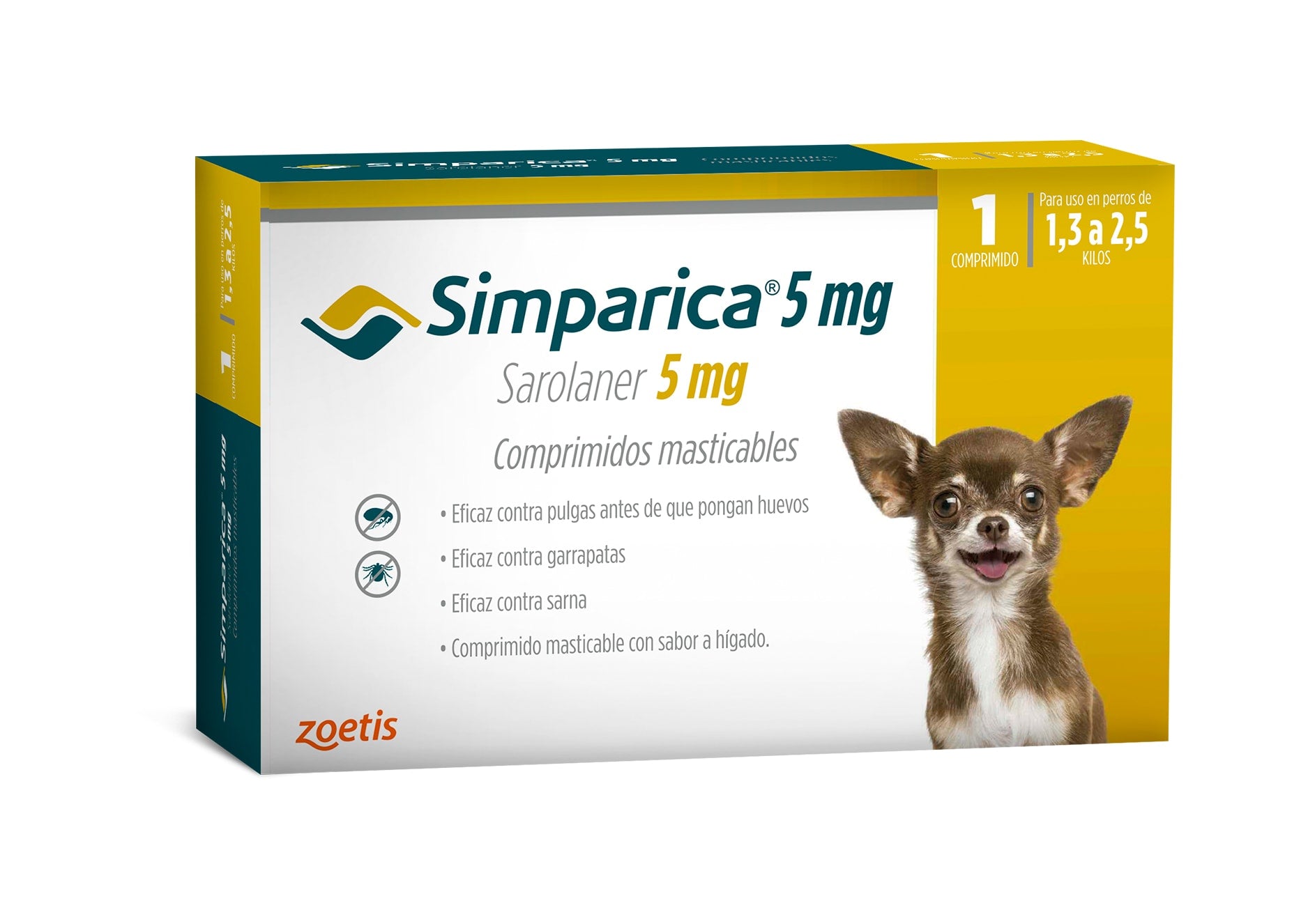 CAJA 3 COMPRIMIDOS SIMPARICA 1,3 A 2,5 KG
