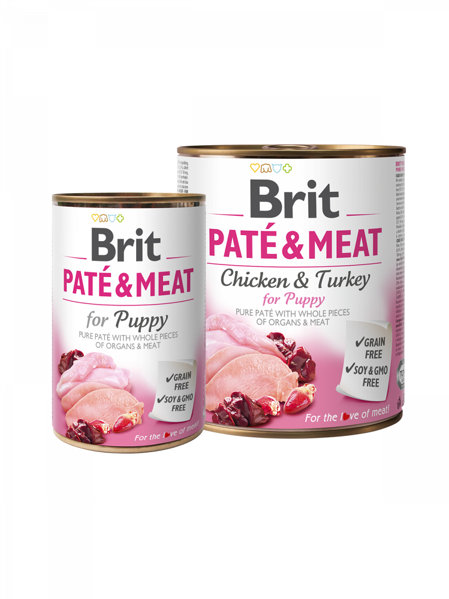 LATA BRIT PATE&MEAT PUPPY POLLO Y PAVO 800 G